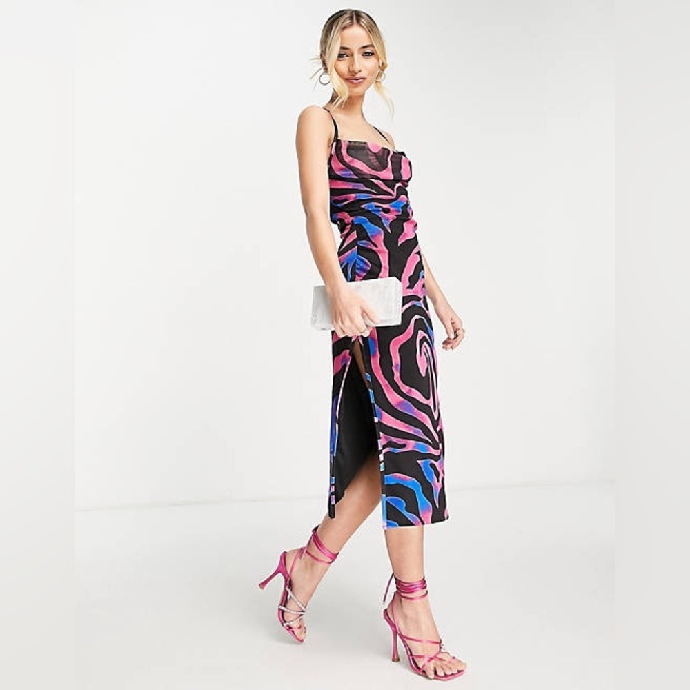 ASOS cowl neck midi backless dress